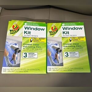2 X Duck Indoor 3 Window Clear Shrink Film Insulator Kit 62 in x 126 in #286557